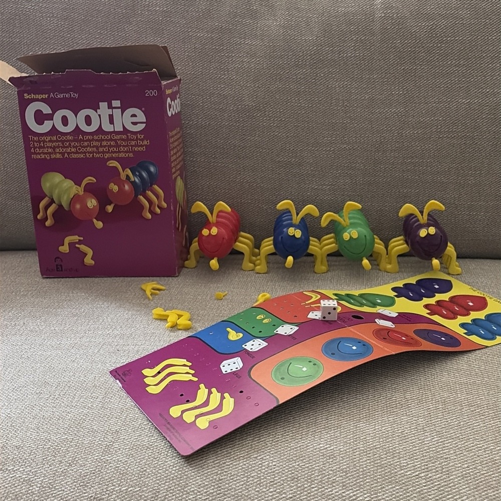 Vintage 1976 Schaper Cootie Game Toy 100% COMPLETE Set with Original Box